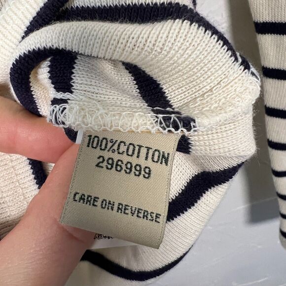 L.L. Bean Striped Half Zip Mock Neck Size S Petite Quiet Luxury Preppy Minimal - Picture 6 of 7